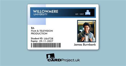 University Student ID Card - Minimalist White & Blue